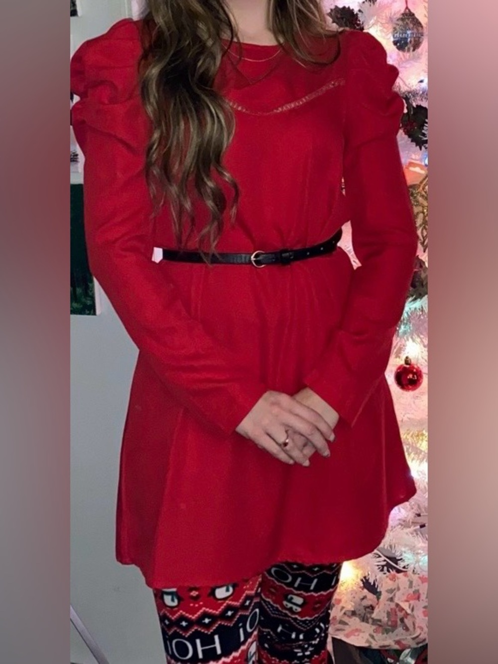 Long-Sleeve Flare Dress